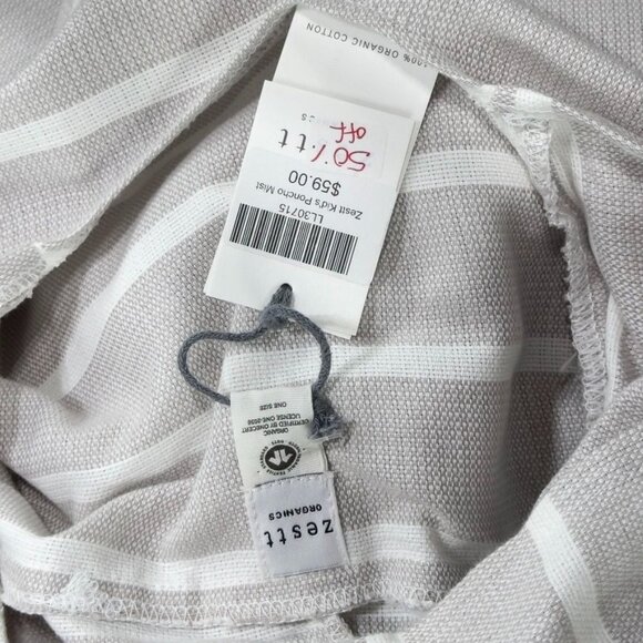 ZESTT Striped Organic Cotton Hooded Poncho With Tassels By Zestt Organics Big Ki - Picture 6 of 7